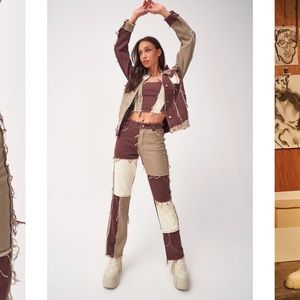 Jaded London brown patchwork boyfriend jeans